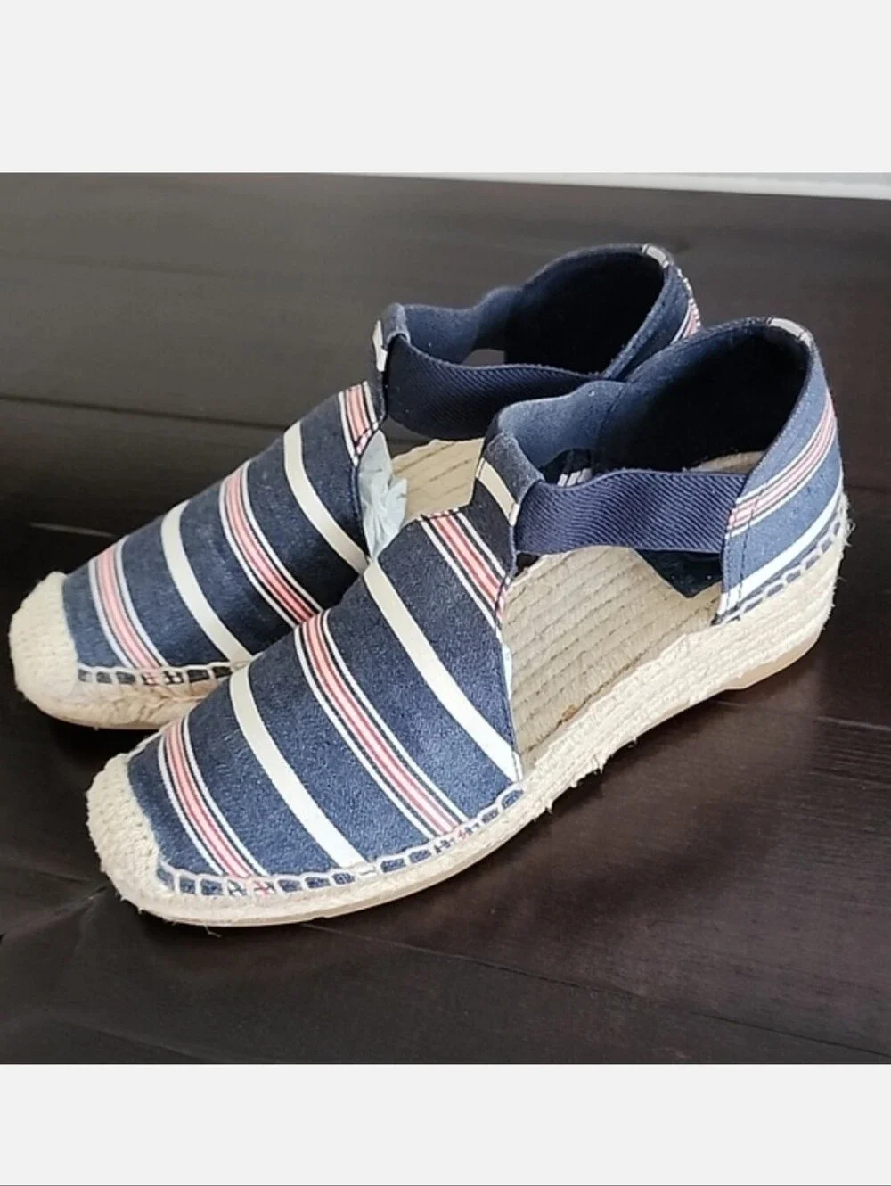 Tory Burch Catalina 3 50mm Espadrille Striped Canvas/Elastic Size 8